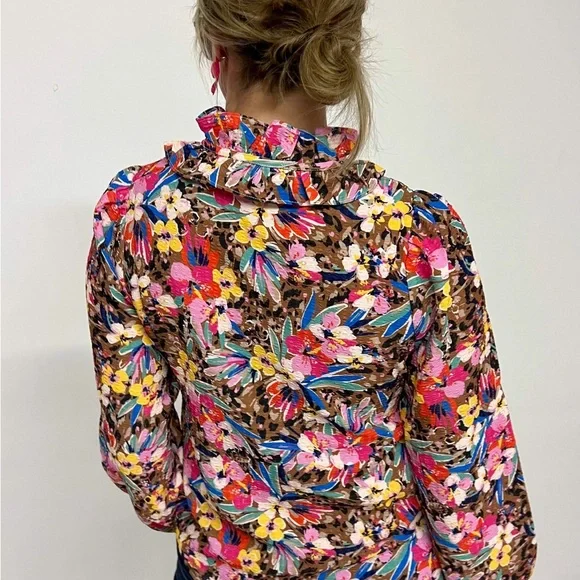 THML Floral Animal Print Long Sleeve Top NEW gorgeous - Picture 4 of 11